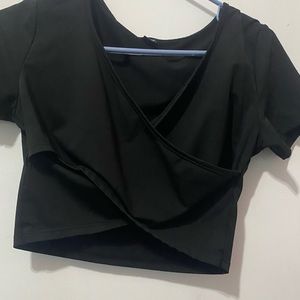 Black crossover crop top